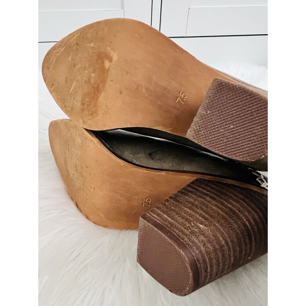 Lot of 2 ARider Girl Brown & Green Oiled Vegan Leather Wooden Ankle Boots Sz 7.5 - Picture 15 of 15